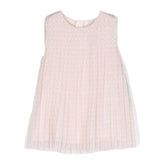 Logo Print Sleeveless Pleated Dress